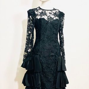 Wednesday Dresses Collection / Nancy Bracoloni Black Lace Ruffle Dress